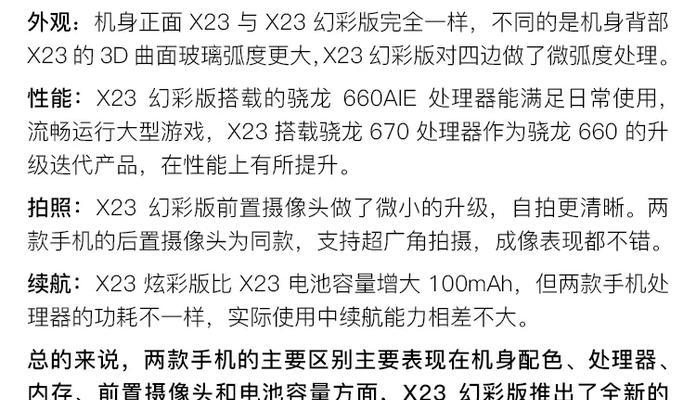 vivox23幻彩版与vivox23哪个更值得买？购买时应注意什么？